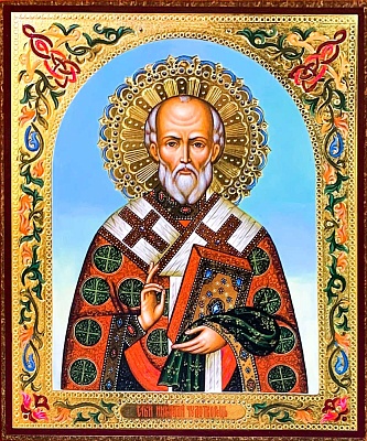 Икона Святитель Николай Чудотворей (на оргалите, 12x10)