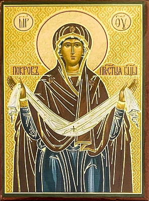 Икона Покрова Пресвятой Богородице (9Х6, на оргалите)