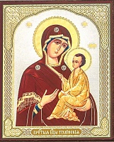 Икона "Образ Пресвятой Богородицы Тихвинская" (12x10 см, на оргалите, планш.)