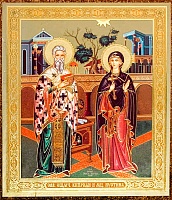 Икона Священномученик Киприан и мученица Иустина (12x10, на оргалите.)