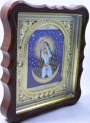 Икона Божией Матери "Остробрамская" (24х20 см, в фигурном киоте