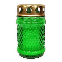 Лампада неугасимая с парафиновой свечой внутри, стекло, зеленая, D-100