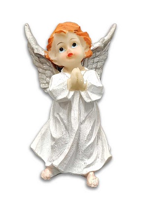 Ангел молящийся, белый. Фигурка сувенир (13х8 см)