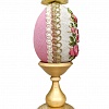 Яйцо пасхальное ручной работы"Христос Воскресе!" (Розы). Серый и розовый лен с золотым кантом