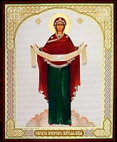 Икона "Покров Пресвятой Богородицы" (12x10 см, на оргалите, планш.)