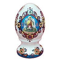 Яйцо пасхальное фарфоровое "Христос Воскресе" с девочкой (11х7 см)