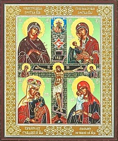 Икона "Четырехчастная икона Божией Матери" (12x10 см, на оргалите, планш.)