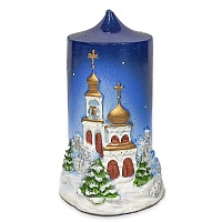 Свеча рождественская декоративная Храм и новогодняя ночь (11Х7)