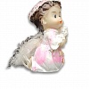Ангел с овечкой розовый, перьевые крылья. Фигурка сувенир (7х4 см)