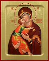 Икона "Пресвятой Богородицы Владимирская" (16Х13, на дереве) 