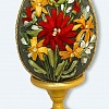 Яйцо пасхальное (Полевые цветы)  Ручной работы. На темно-серой ткани с  красно-золотой окантовкой