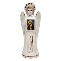Ангел с иконой Серафим Саровский. Керамика (12х5 см)