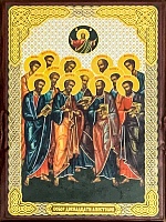 Икона Собор славных и всехвальных 12 -ти апостолов (9Х6, на оргалите)