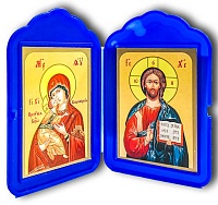 Икона складень двойной Икона Б.М, Владимирская и Икона Господь Вседержитель (6,5Х4)