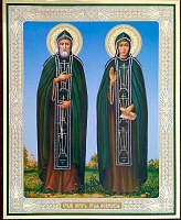 Икона "Святые Петр и Феврония" (15x18 см, на оргалите, планш.)