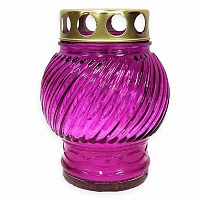 Лампада неугасимая с парафиновой свечой внутри, стекло, фиолетовая. D-130