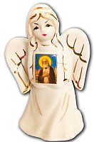 Ангел колокольчик с иконой св. Серафим Саровский. Фарфор 12Х7