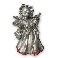 Ангел молящийся, руки разведены, серебристый. Фигурка сувенир (10х6 см)