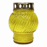 Лампада неугасимая с парафиновой свечой внутри, стекло, желтая, D-130