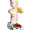 Ангел с цветами, подсвечник, розовый, фигурка сувенир (10х7 см)