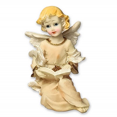 Ангел на коленях, с книгой, фигурка сувенир (10х6 см)