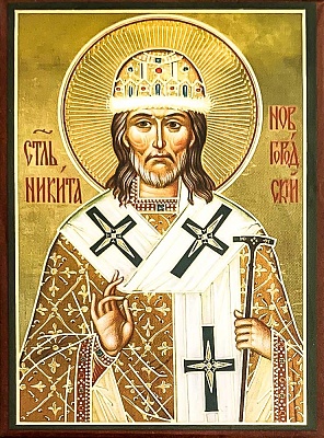 Икона Святитель Никита епископ Новгородский (9Х6, на оргалите)
