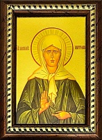Икона Святая блаженная Матрона Московская ( на золотой фольге с ножкой 19Х14 ) 