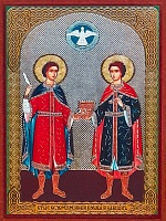 Икона  Косма и Дамиан Асийские (9Х6, на оргалите) 