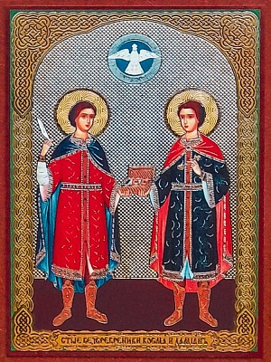 Икона  Косма и Дамиан Асийские (9Х6, на оргалите)