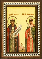 Икона Петру и Февронии (на мягкой подложке с ножкой 19Х14)