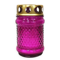 Лампада неугасимая с парафиновой свечой внутри, стекло, фиолетовая, D-100