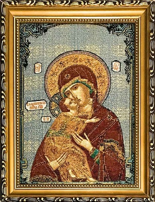 Икона Божие Матери Владимирская на мягкой подложке (гобелен 28Х22)
