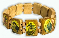 Браслет с иконами деревянный (светло-коричневый) 