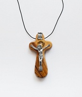 Крест деревянный нательный с частицами святынь (оливковое дерево, 7х4 см)