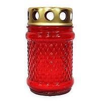 Лампада неугасимая с парафиновой свечой внутри, стекло, красная, D-100
