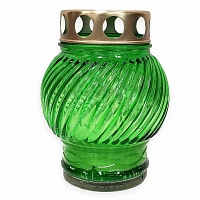 Лампада неугасимая с парафиновой свечой внутри, стекло, зеленая, D-130