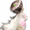 Ангел с овечкой розовый, перьевые крылья. Фигурка сувенир (7х4 см)
