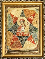 Икона Божий Матери Неопалимая купина на мягкой подложке (гобелен 28Х22)