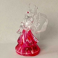 Ангел с флейтой  игрушка с подсветкой, с подвеской, розовая юбка (9х6 см)