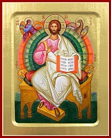 Икона "Спаситель на престоле" (16Х13, на дереве) 