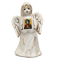 Ангел колокольчик с иконой Божией Матери Семистрельная. Керамика (12х7 см)