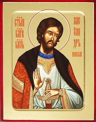 Икона Благоверного князя Александра Невского (16Х13, на дереве)