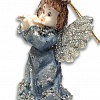 Ангел с флейтой синий, игрушка на елку с блестками (10х6 см)